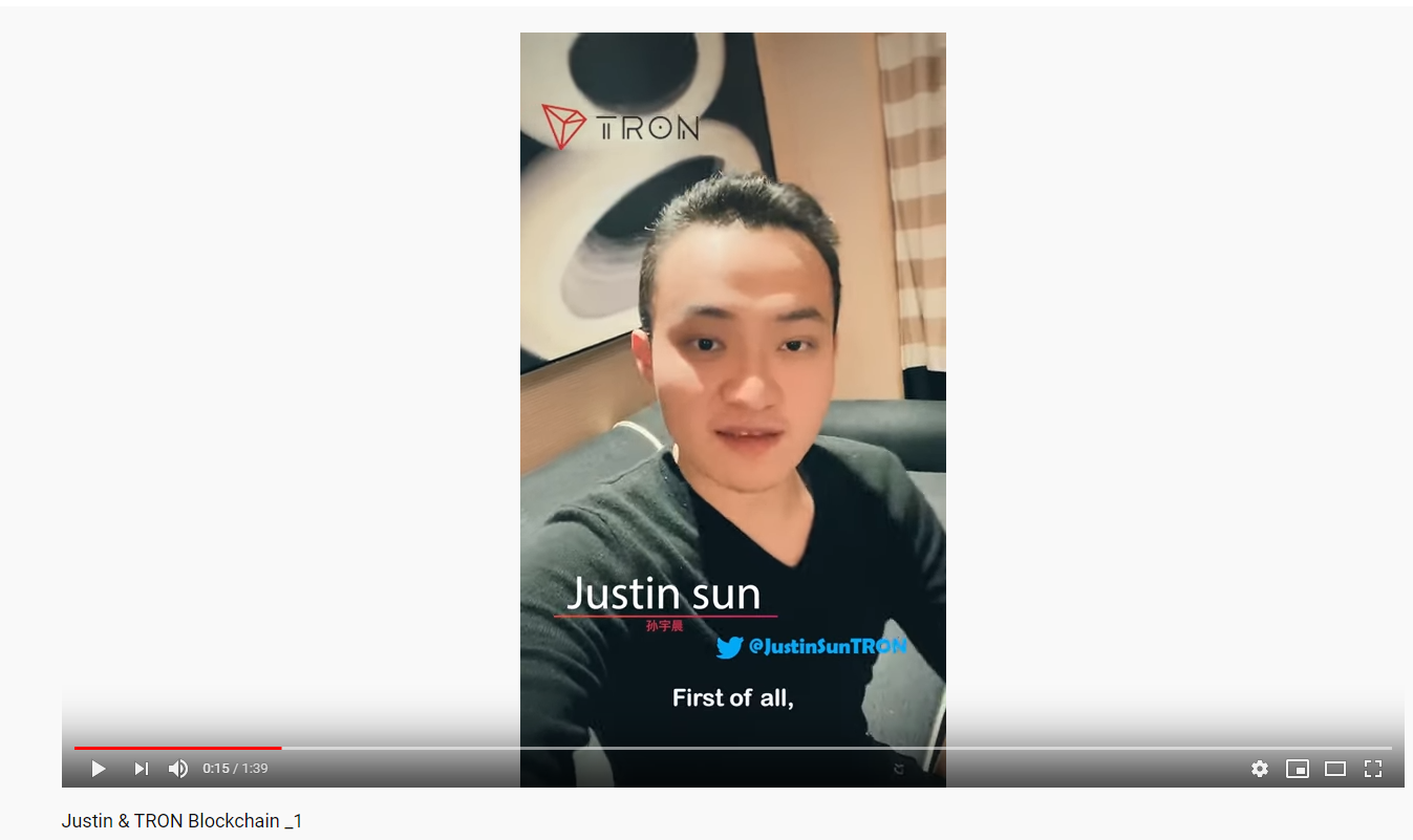 YouTube Justin Sun